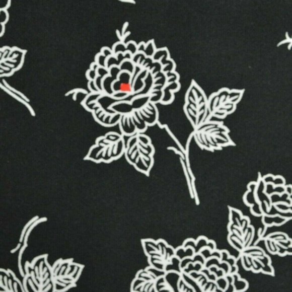 VTG Modern Essentials Sz L Womens BLACK White FLORAL 3/4 Sleeve Button Up BLOUSE - Picture 9 of 9